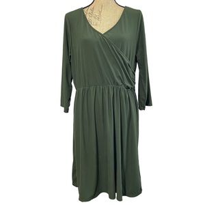 Dark Green Front Wrap V Neck Dress from Faded Glory - XXL